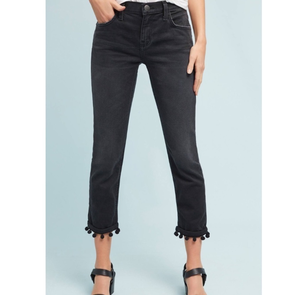 Current/Elliot The Cropped Straight Pom Pom jeans